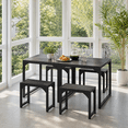 thumbnail image 6 of Aiho 25.6" Dining Table Set for 2, Kitchen Table with 2 Stools, Wood Dining Room Dinette Sets with Metal Frame for Breakfast Nook and Small Space - Black, 6 of 6