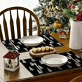 thumbnail image 4 of mubwai Black Xmas Pine Christmas Placemats Set of 4, 12x18 Inch Seasonal Christmas Table Mats for Party Kitchen Dining Decoration, 4 of 6