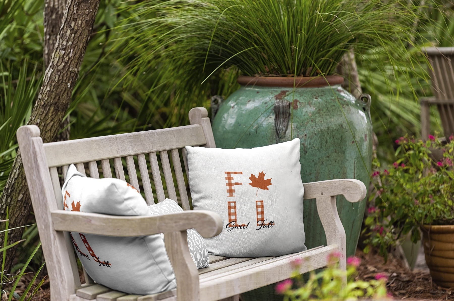 16" x 16" Simply Daisy Sweet Fall Polyester Indoor/Outdoor Pillow, Nutmeg Qty 1