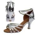 thumbnail image 3 of Guyelim High Heels 1 Pair of High-heeled Shoes Knotted Strap High Heels Latin Dancing Shoes for Lady - Size 41 (Silver), 3 of 10