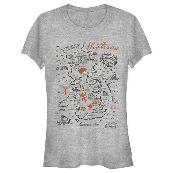Junior's Game of Thrones Westeros Map  Graphic Tee Athletic Heather X Large
