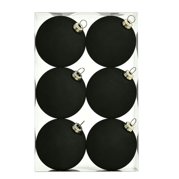 Christmas Tree Ornaments Velvet Balls - 6 Pcs 2.36 Inch Shatterproof Velvet Balls for Xmas Decorations, Black