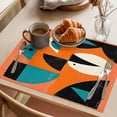 thumbnail image 3 of Orange Teal Black Placemats Set of 6 Modern Impressionist Geometric Place Mats Indoor Wipeable Table Mats Washable Cloth Dining Table Placemats for Kitchen Holiday Party Home Decor 13x19 Inch, 3 of 9