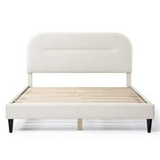 Bowery Hill Modern Boucle Fabric Mattress Ready Queen Bed in White