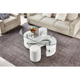 thumbnail image 2 of Artisan Furniture Shadarev Oval Tempered Glass Coffee Table With Stools in White, 2 of 2
