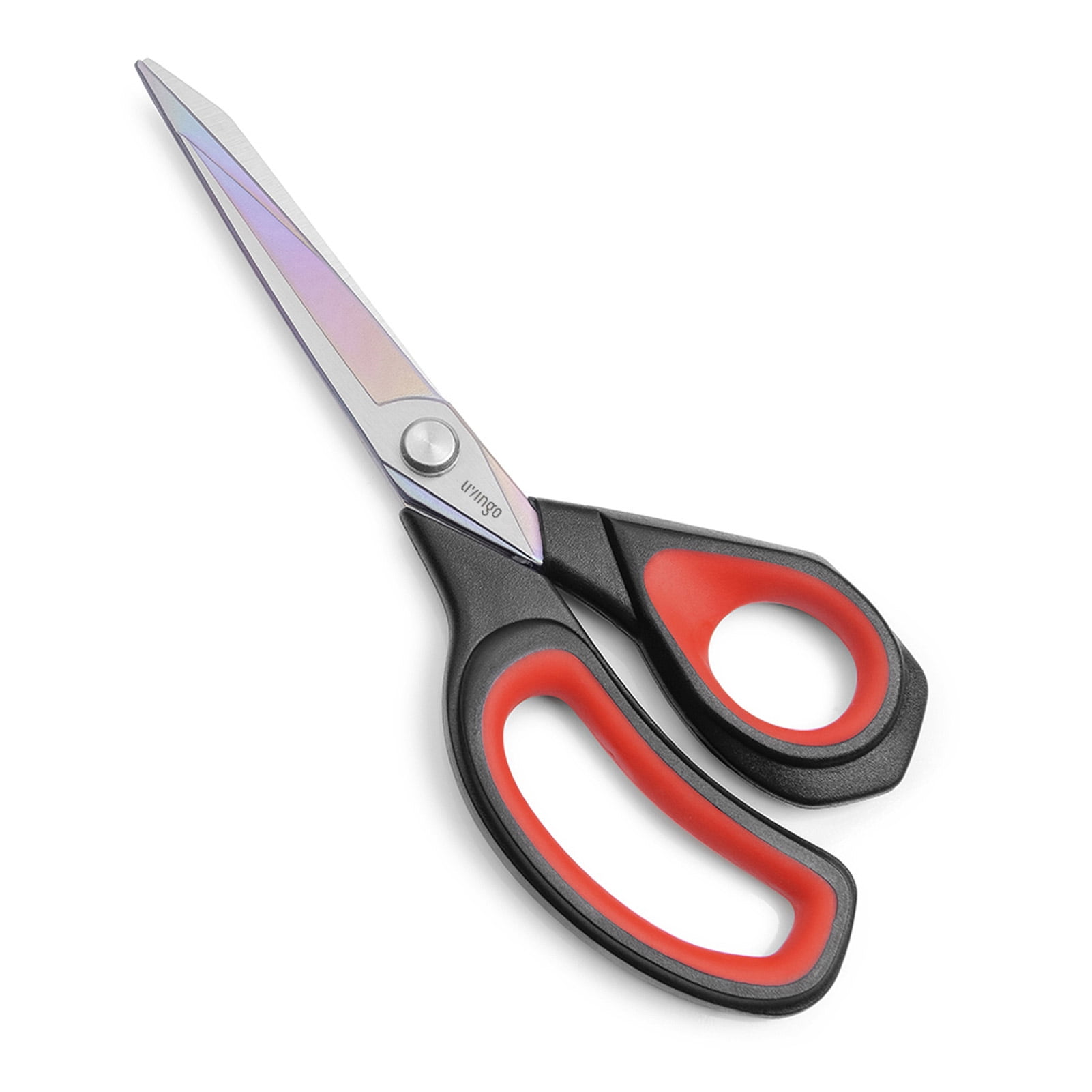 LIVINGO 9.5 Titanium Coated Fabric Scissors Heavy Duty Sharp Sewing Shears,  Sharp, Red and Black 