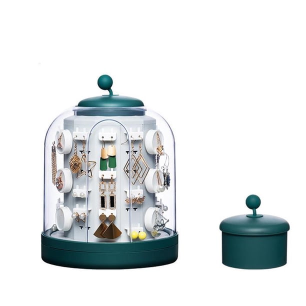 Fiudx Joyero de Gran Capacidad con Múltiples Compartimentos, Interior de Suave Flocado, Ganchos para Collares y Pendientes, Ideal para Viajes, Elegante Presentación, Verde, 24,5 X 21 Cm