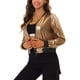 thumbnail image 4 of Chaqueta bomber corta con cremallera metálica y cuello de pie para mujer INSPIRE CHIC 2XL marrón dorado, 4 of 6