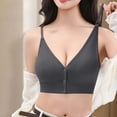thumbnail image 5 of Women's Front Closure Bra, Full Coverage V Neck Wire Free Bra with Spaghetti Straps, Comfort Feel | VerBelle,Gray Free Size, 5 of 7