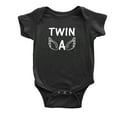 thumbnail image 2 of Twin A & Twin B White Baby Short Sleeve Twin Baby Bodysuit (Black, 12-18M), 2 of 5