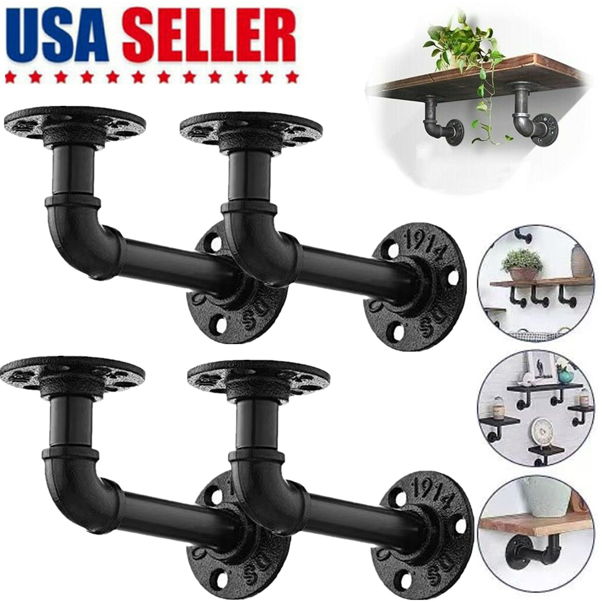 Zenph Iron L Pipe Floating Shelf Bracket Heavy Duty Metal Shelving