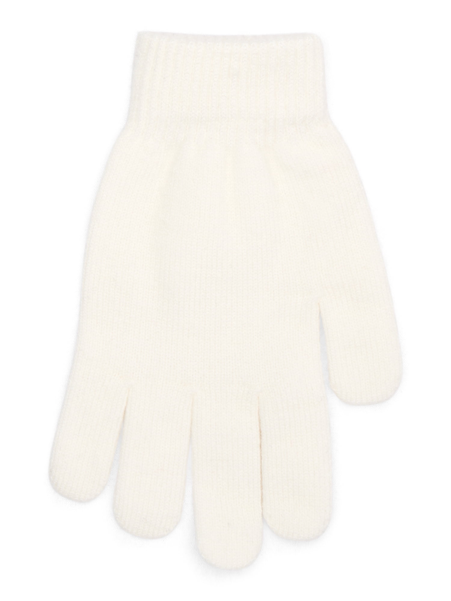 Time and Tru Women's Knit Gloves, 2-Pack, Winter White