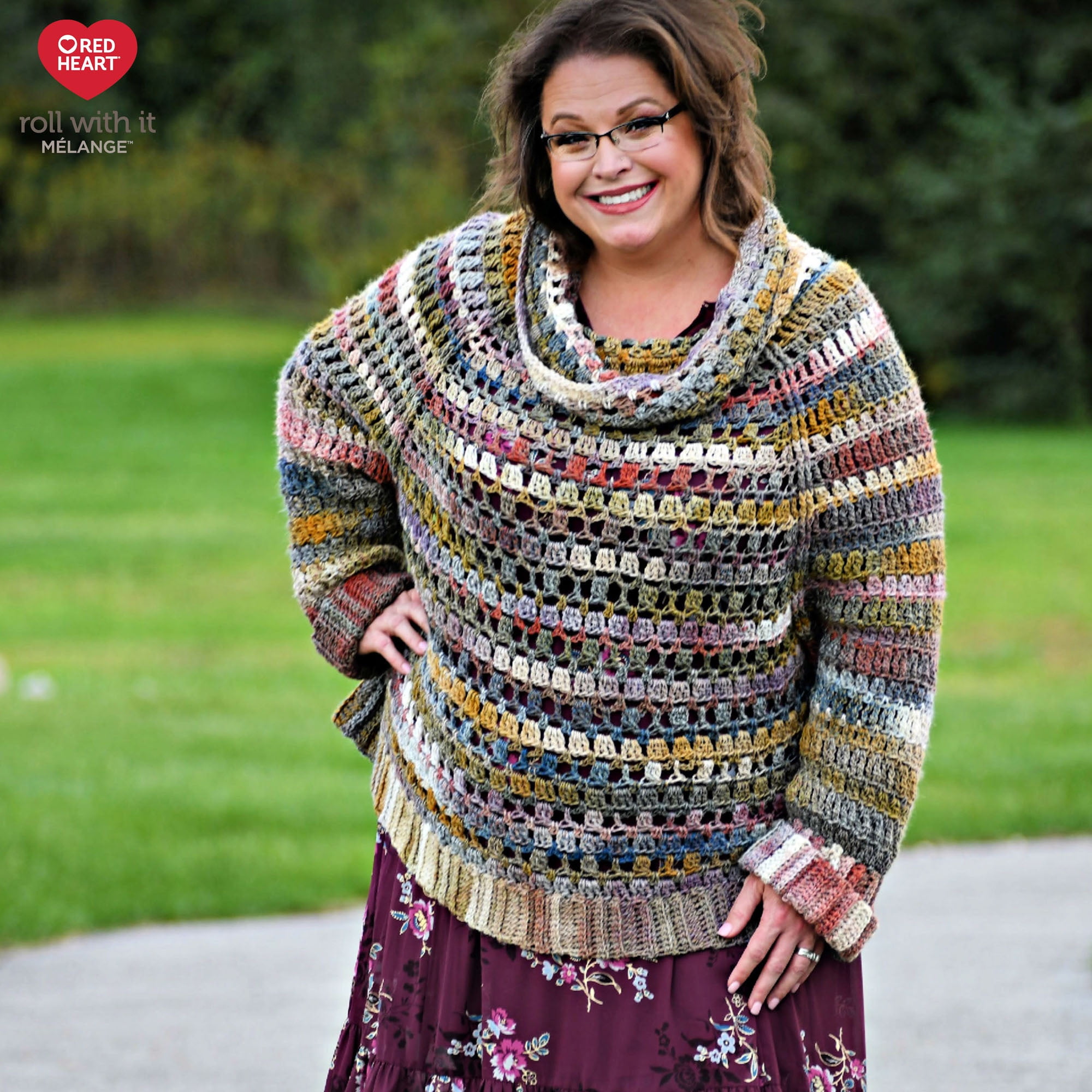 Red Heart® Roll with it melange™ #4 Worsted (Medium) Acrylique Fil, 5.29oz/150g 389 Yards Red Heart Roll with it melange fil