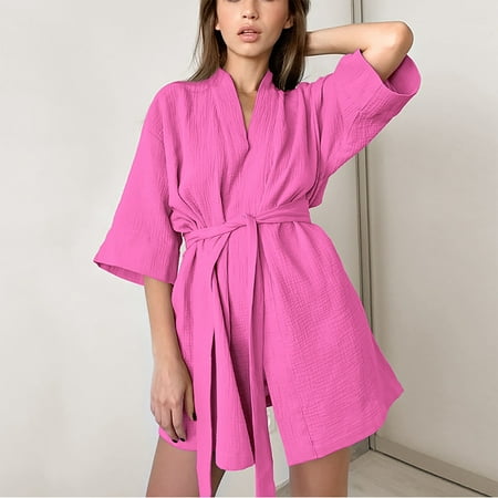 

XIAOFFENN Cute Pajama Sets For Women Women s Solid Short Sleeve Pajamas Casual Short Pajamas Household Clothing Medium Pink