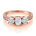 thumbnail image 2 of Gem Stone King 18K Rose Gold Plated Silver 3-Stone Ring Set with Moissanite (2.02 Cttw) (Size 8), 2 of 4
