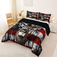 thumbnail image 2 of Manfei Wild Stag Deer Queen Comforter Set,Retro American Flag Comforter Sets Queen,Red Black White,Black Reversible,3-Piece,1 Comforter and 2 Pillowcases, 2 of 7