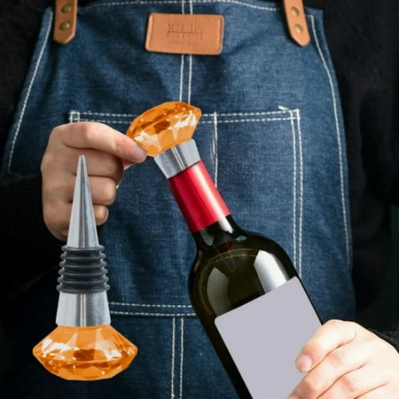 

Clearance! Opolski Crystal Metal Silicone Leakproof Reusable Stopper Bottle Sealer Cork Plug Crystal Diamond Bottle Stopper Wine Stopper on Sale Kitchen Orange
