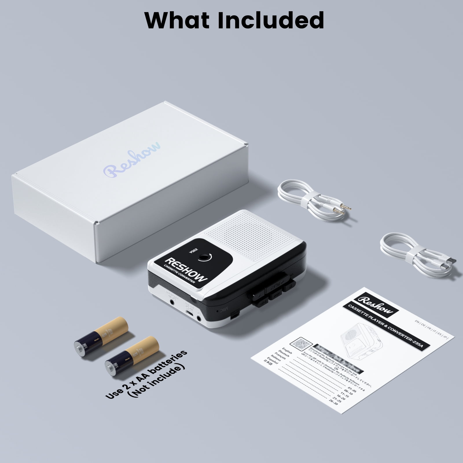 Reshow Lettore E Registratore Di Cassette Portatile – Riproduzione MP3, Microfono Integrato, Conversione USB-C Per PC - 4