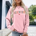 thumbnail image 2 of Letter Print Women's Sweatshirt Bookworm Long Sleeve Crewneck Loose Fit Spring Trendy Pullover Sweater, 2 of 5