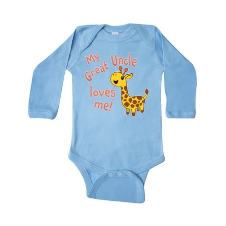 

Inktastic My Great Uncle Loves Me- Cute Giraffe Gift Baby Boy or Baby Girl Long Sleeve Bodysuit
