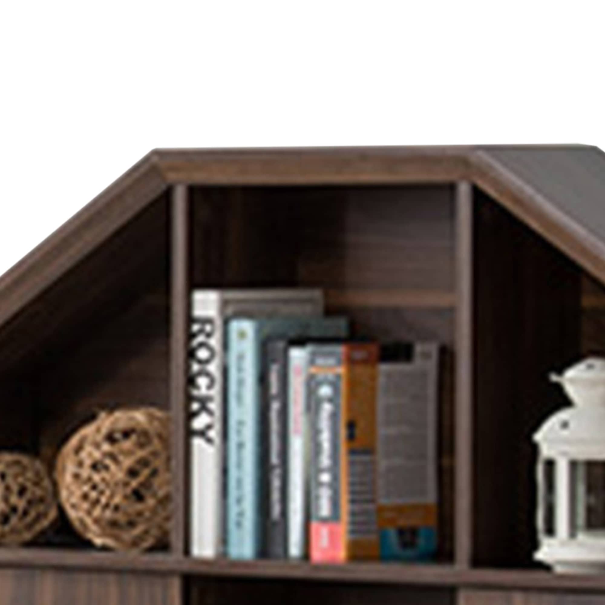 Benzara Twin Size Hut Style Bookcase Headboard In Wood, Dark Walnut Brown - image 4 of 5