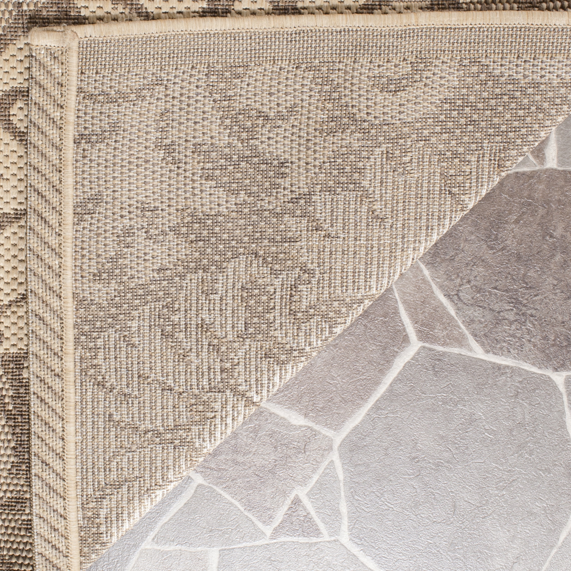 Safavieh Courtyard Jessie Damask Indoor/Outdoor Area Rug, Brown/Natural, 6'7" x 6'7" Round