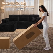 Ovios 106 Cloud Sofa Couch No Assembly Boneless Deep Seat Sofa for Living Room, Black(Plush Corduroy)
