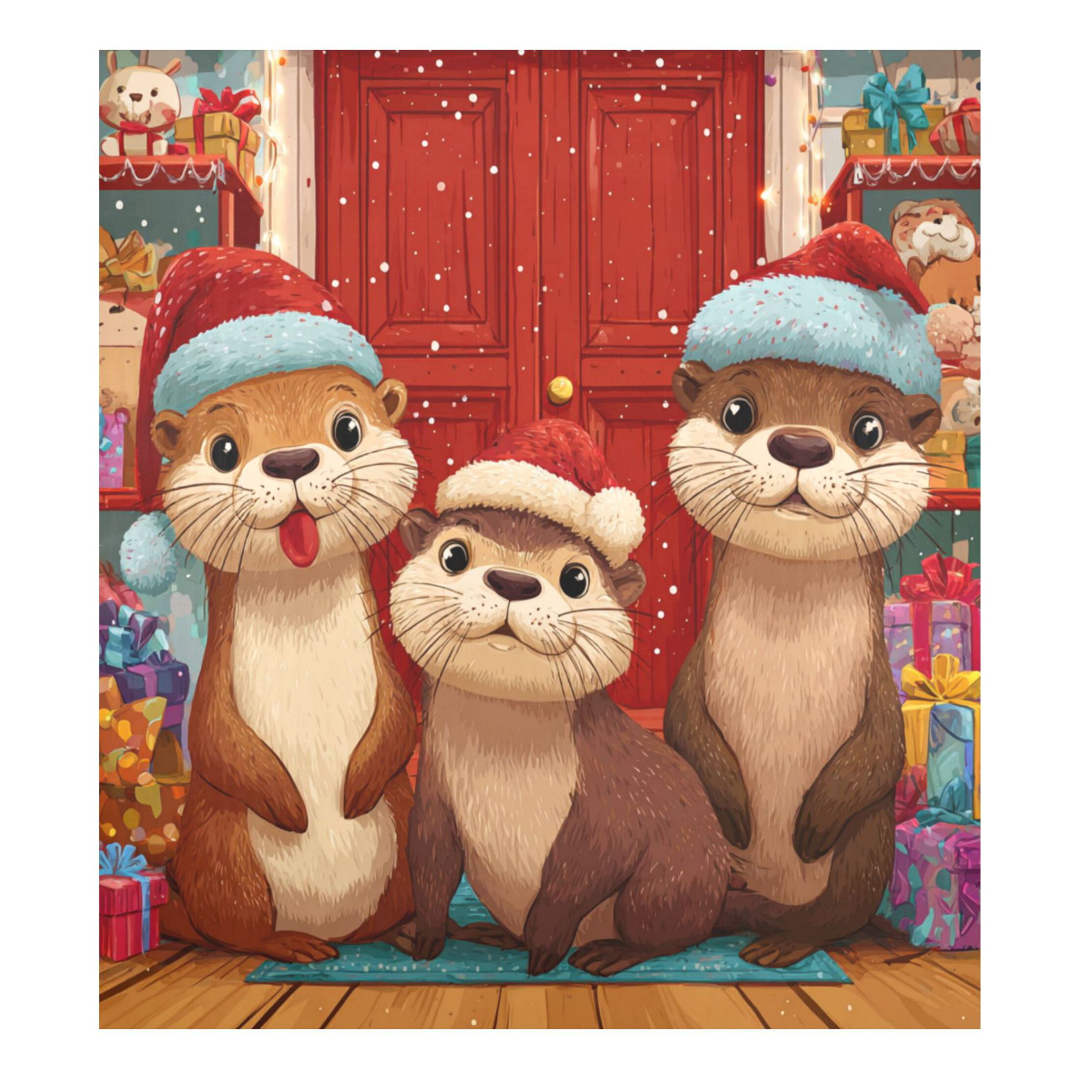 Dishwasher Magnetic Refrigerator Magnet Cover Sticker Home Decorative 23"x26" Three Cute Otters