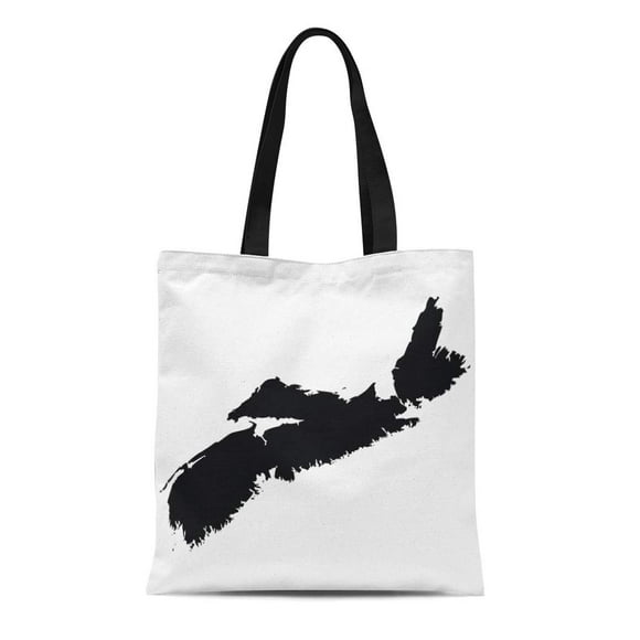 POGLIP Canvas Tote Bag Canada High Detailed Map Nova Scotia Outline Shape Border Durable Reusable Shopping Shoulder Grocery Bag