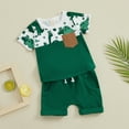 thumbnail image 2 of Bagilaanoe 2pcs Toddler Baby Boy Shorts Set Short Sleeve Print T Shirt Tops + Shorts 6M 12M 18M 24M 3T Kids Casual Summer Clothes, 2 of 8