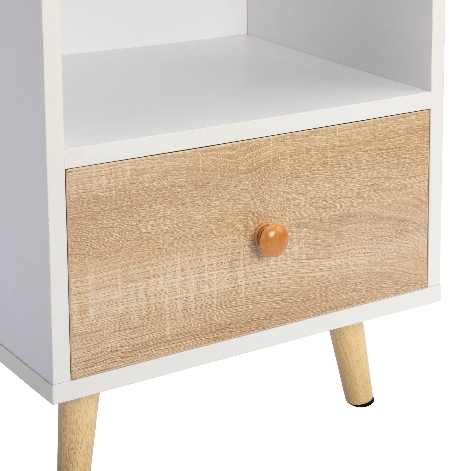 Kadyn Night Stand Set of 2 for Bedroom, Modern Bedside Table with a Drawer for Nursery, Solid Wood Sofa Side End Table for Bedroom with Legs, White Kadyn Night Stand Set of 2 for Bedroom, Modern Bedside Table with a Drawer for Nursery, Solid Wood Sofa Side End Table for Bedroom with Legs, White