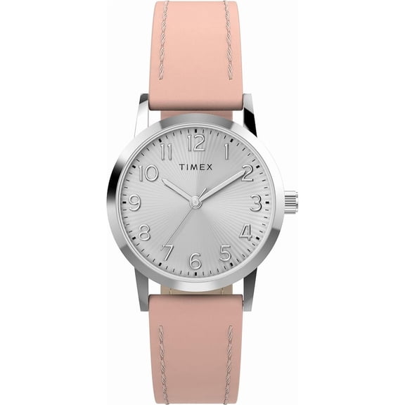 Timex Women's Main Street 30mm Watch - Pink Strap Silver-Tone Dial Silver-Tone Case