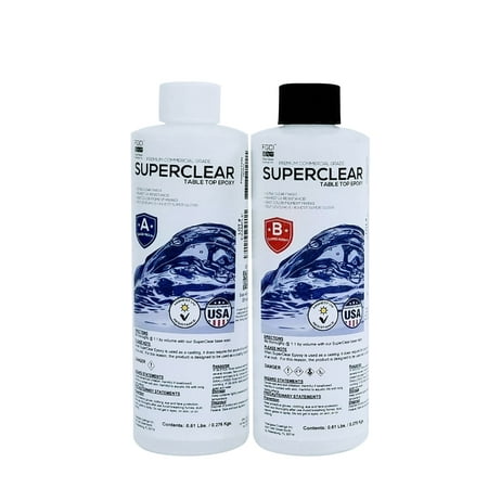 SUPERCLEAR EPOXY RESIN 1 Pint Kit, FOR RIVER TABLES, LIVE EDGE TABLES, BAR TOPS AND COUNTERTOPS, 1:1 Ratio - Fiberglass Coatings, (Best Epoxy For Countertops)