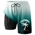 thumbnail image 4 of Swim Trunk For Men California Gradient Quick Dry 2 In 1 Swim Shorts Board Shorts With Pockets Beach Swimwear Mint Green XXXXL, 4 of 4