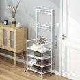 thumbnail image 3 of 4-Tier 8-Hook Metal Entryway Organizer Rack - Multi-Functional Coat And Shoe Rack For Living Room, Bedroom, Easy Assembly, Kitchen Shelf, Stove Stand, 3 of 5
