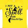 thumbnail image 4 of Inktastic I Put a Spell on Oma and Opa Witch Hat and Broom Boys or Girls Baby Bodysuit, 4 of 5