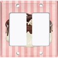 thumbnail image 6 of Metal Light Switch Plate Cover Chocolate Vanilla Cake Striped Wallpaper Pink CAK061, 6 of 13