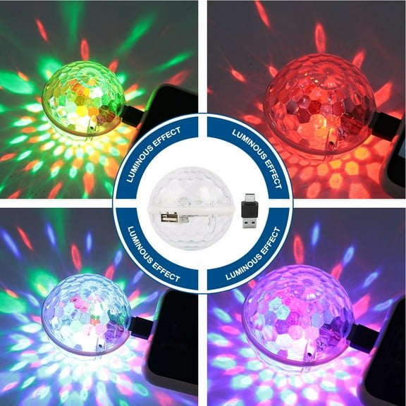 COSMOBETTY 1Pcs Mini Portable Disco Ball Usb Light for Dancing Dj Party 5.5x5.5x5.5cm