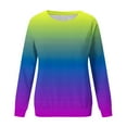 thumbnail image 4 of HAPIMO Women's Loose Pullovers Sweatshirts Long Sleeve Crew Neck Casual Relaxed Teen Girls Outwear Clothing Trendy Holiday Gradient Tops Blue L, 4 of 5