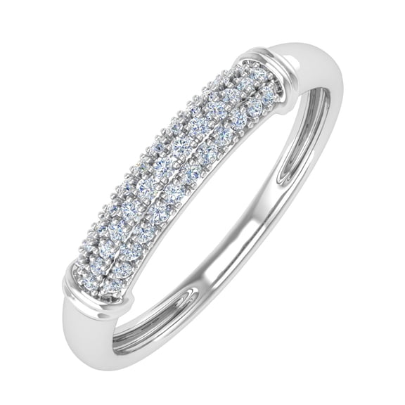 1/5 Carat Pave Set Round Diamond Wedding Band Ring in 10K White Gold (Ring Size 10.25) (SI1-SI2 Clarity)