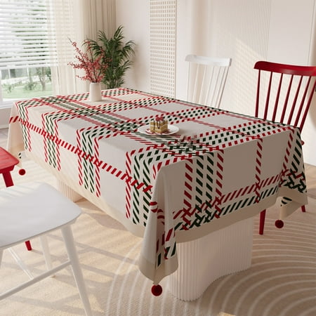 

Clearance EGNMCR Christmas Balls Christmas Red And Green Diagonals Line Tablecloth With Hanging Ball Home Tablecloth Tablecloth Festive Table Decoration Suitable For Any Shape Table Happy New Year!