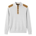 thumbnail image 5 of Ceisia Men's Loose Fit Long Sleeve Henley Shirts with Waffle Knit and Shoulder Color Block Patchwork, Stretch Blend Stand Collar Casual Tops Gifts, 5 of 5