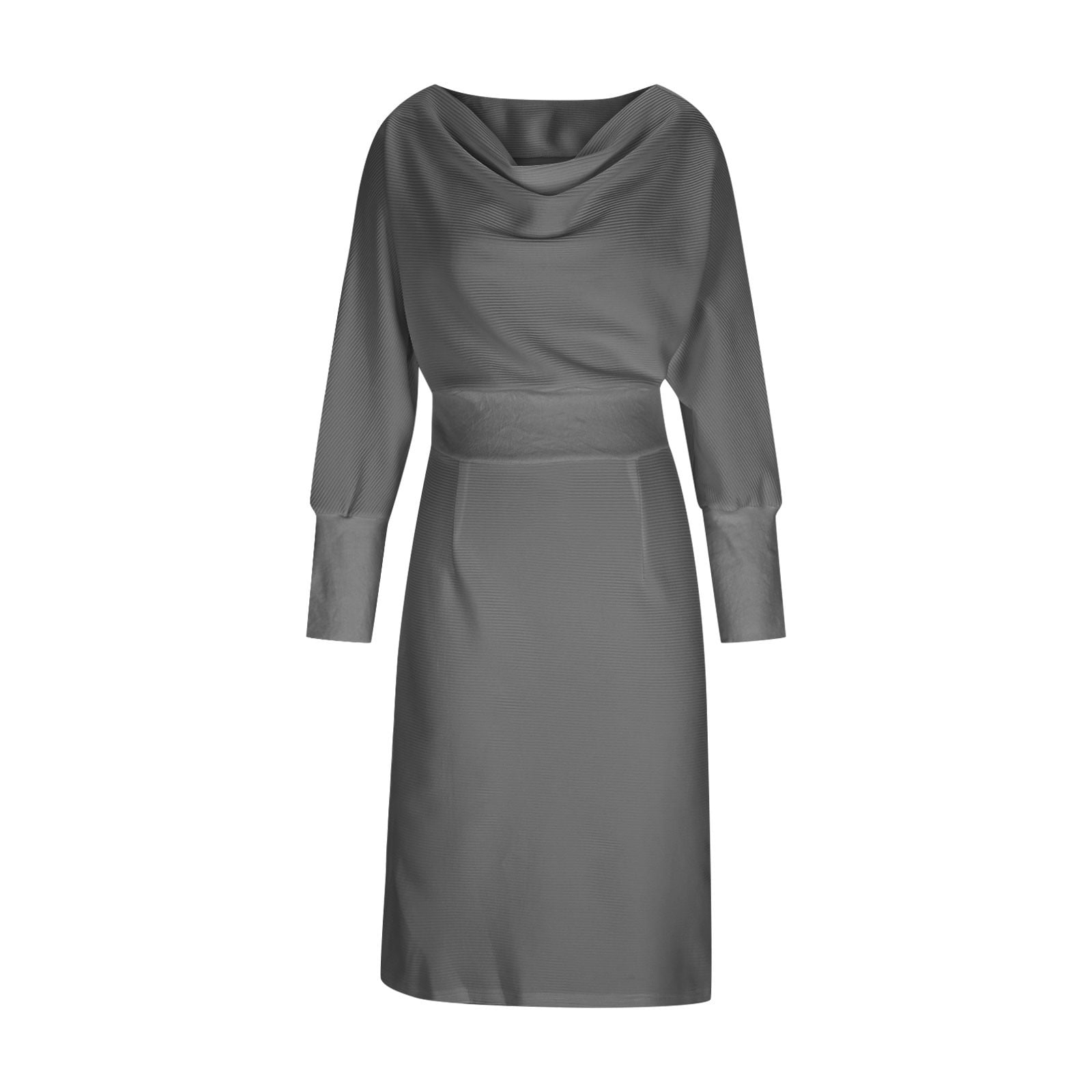 Women's Cowl Neck Bodycon Work Dresses, Elegant 3/4 Batwing Sleeve Business Office Church Pencil Dress