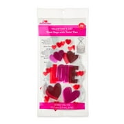 Valentine's Red Love Shaped Cello Party Treat Bags with Twist Ties, 5"x9", 20 Ct, Way To Celebrate