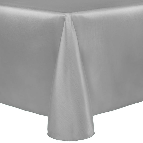 Ultimate Textile (5 Pack) Reversible Shantung Satin - Majestic 72 x 120-Inch Oval Tablecloth - for Home Dining Tables, Silver