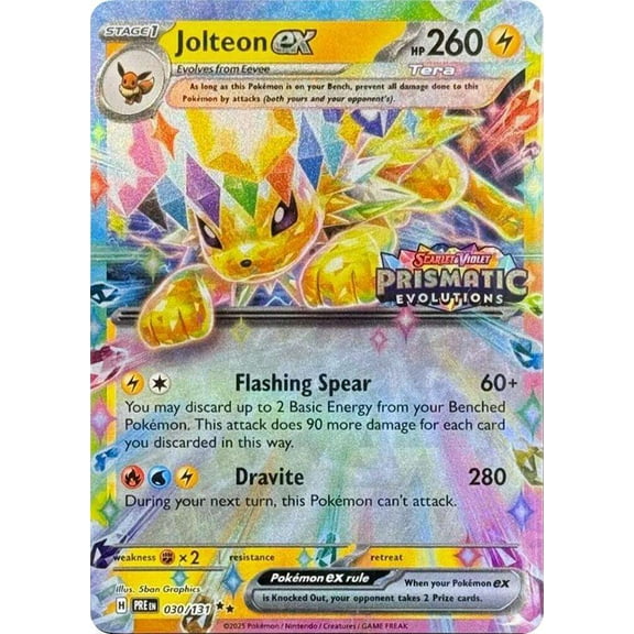 Pokemon Prismatic Evolutions Double Rare Jolteon ex #30 (Prismatic Evolutions Stamp)