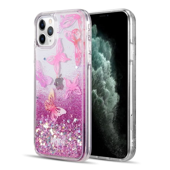 Bemz Liquid Case for iPhone 14 Pro Max (Waterfall Glitter Bling) - Pink Butterfly