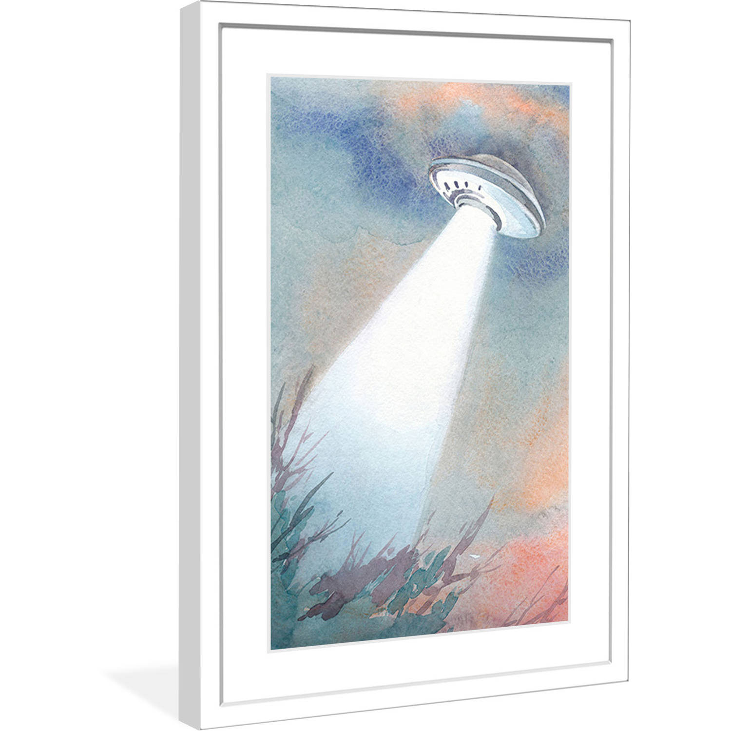 "UFO Arrival" Framed Painting Print