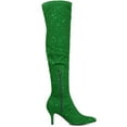 thumbnail image 3 of BLISSFUL STEP Women's Glitter Pointed Toe Stiletto Heels Over the Knee High Boots Green 10, 3 of 7