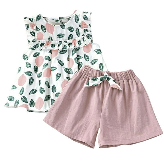 Girls 2 Piece Outfit Summer Short Set Sleeveless Tank Top and Shorts Cute Clothes for Toddler Girls